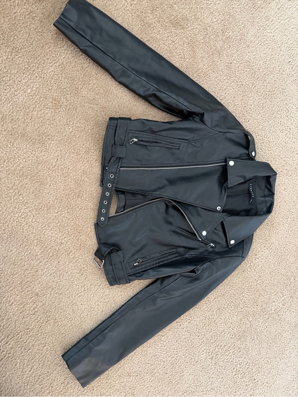 Lioness Black Faux Leather Bomber Jacket